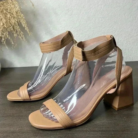 Linea Paolo Emmie Tan Faux Leather Block Heels - Picture 6 of 10